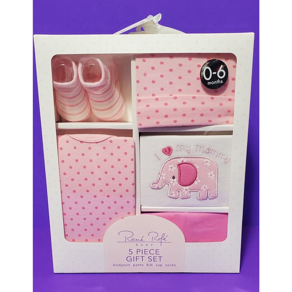 NEW in‎ BOX Twinkle Star Baby Girl 5 Piece Boxed Gift Set Pink 0-6 mo. Rene Rofe